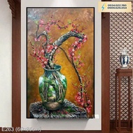 HPBD - 317.Cross-stitch painting of antique peach flower vase - closed embroidery E263 (60x85cm).Fre