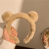 Bando Karakter Telinga Beruang Bear Telinga Kucing Bandana Pom-Pom Bulu Gaya Korea Kekinian Aksesori