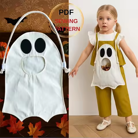 1pcs Halloween Ghost Collapsible Candy Bags Trick or Treat Candy Container for Halloween Party Gift 