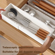 [MOONWHITE]  Retractable Drawer Organizer Plastic Drawer Organizer Multifunctional Drawer Organizer for Kitchen and Office Supplies Retractable Storage Box for Cutlery Socks