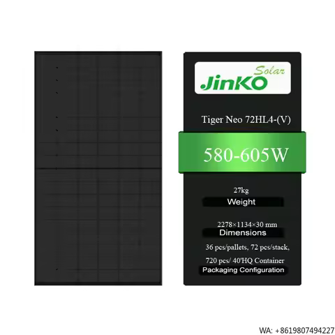 Jinko Tiger Neo 72HL4-(V) 580-605W High Quality Solar Panel 580w 585w 590w 595w 600w 605w Solar Pane