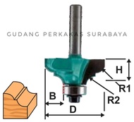 CLASSICAL OGEE BIT 2 FLUTE BALL BEARING GUIDE MATA PROFIL KAYU AS 1/4 MATA PROVIL KAYU MATA ROUTER M