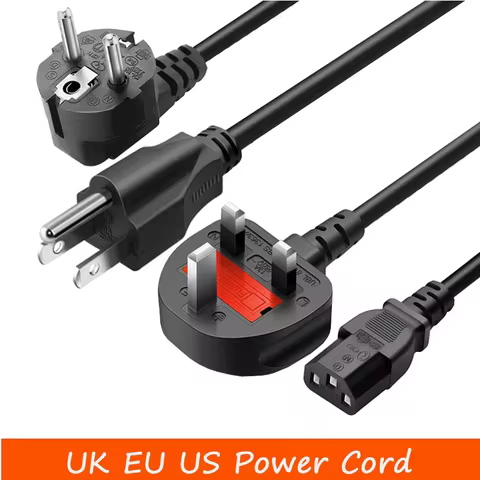 Black IEC320 C13 to AU US UK EU Power Cord India Israel Russia BS1363 13A Britain Extension Power ca