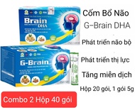 (Combo 2 Hộp 40 Gói) Cốm bổ não dinh dưỡng G Brain cho trẻ em phát triển não bộ trí tuệ thị lực tăng