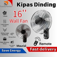 【Waranti 1 tahun】kipas dinding 16 inch wall fan 0 Noise HomeRemote Control Fan  control touch 2 IN 1
