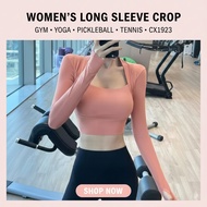 Liquidation of women's long-sleeved sports crop top CX1923 with 4-way stretch, flattering, gym yoga 
