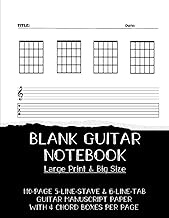 GUITAR TAB NOTEBOOK (LARGE PRINT & BIG SIZE): 110 Pages Blank Tablature for Guitar Manuscripts, with