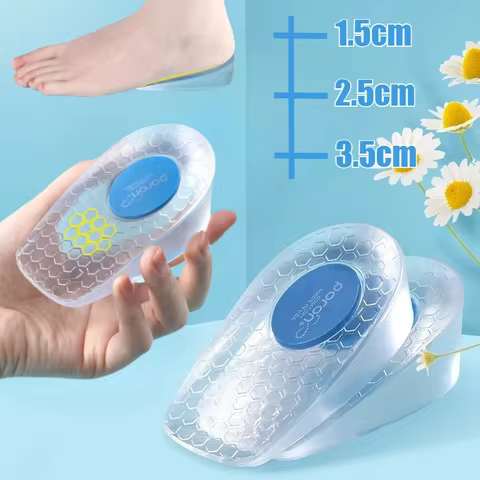 Silicone Height Increase Insoles for Men Women Shoes Inserts Invisible Heightening Insoles for Shoes