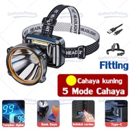 【Lebih terang dari lampu depan mobil】300Watt senter kepala led cas tahan Senter Berkemah Headlamp Ou