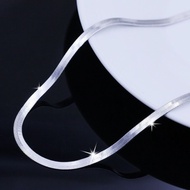 s999 silver wide necklace for men and women, short s999银宽项链男女短款锁骨扁蛇骨刀片链纯银饰品时尚男女搭配 260319FF