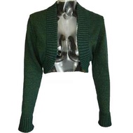 國際知名設計師品牌Robyn Hung洪英妮純羊毛深綠色金蔥長袖針織外套 M號