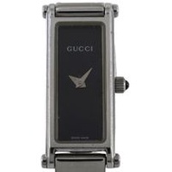 二手 Gucci 1500L 不鏽鋼石英錶，附模擬顯示和黑色錶盤，適合女士。
