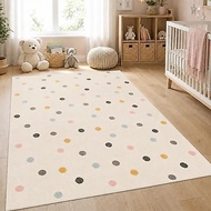 Paco Home Kids Rug with Colorful Polka Dots in Soft Cream, Size: 6'7" x 9'2"
