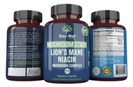 Lion Mane Mushroom Supplement Capsules with Niacin | Mushroom Complex Capsules, with Turkey Tail Mus