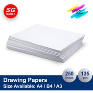 Drawing Paper - Size A4/B4/A3 (250 Sheets/pkt) | Thickness: 135gsm | Art and Craft Drawing Sketching
