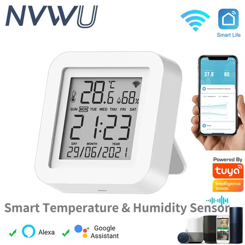 Tuya WIFI Temperature & Humidity Sensor for Smart Home Automation Remote Control Support Alexa Googl