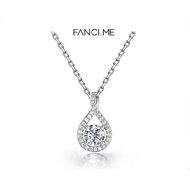 FANCIME Eternal Heart Necklace  0.3/0.5ct Pear Cut Lab Diamond with Halo  PT950 Platinum/925 Silver 