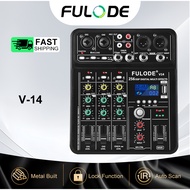 FULUODE V-14 4-channel DJ audio mixing console with 256DSP USB Bluetooth MP3 computer input 48V phan