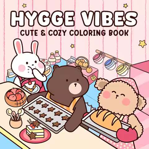 HYGGE VIBES Bold-easy Patterns Coloring Book for Adults Cute Drawing Book Perfect Gift for Party and