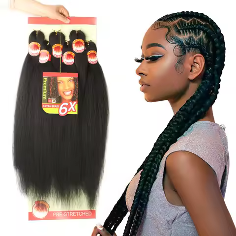 Braiding Hair Pre Stretched 6X Braid 26 Inch Black Braiding Hair Fake Hair Braiding Hair Synthetic H