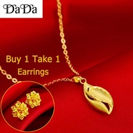 Original Pure Ang hikaw 18k Saudi gold pawnable legit necklace aesthetic women's Openwork love pendant jewelry for girlfriend's birthday gift buy 1 take 1 earring