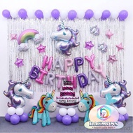 UNICORN DECORATION PACKAGE 30 UN 30/S BIRTHDAY DECORATION/S HAPPY BIRTHDAY DECORATION/S COMPLETE DEC