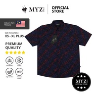 MYZ POLO Pattern Floral Beach Batik Traditional Casual Dark Shirt (CODE30167)
