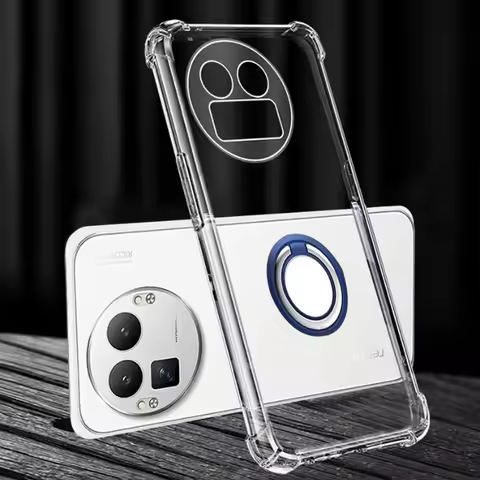 Magnetic Ring Holder Cover for Realme GT8 Pro Shockproof Transparent Silicone Airbag Soft TPU Cover 