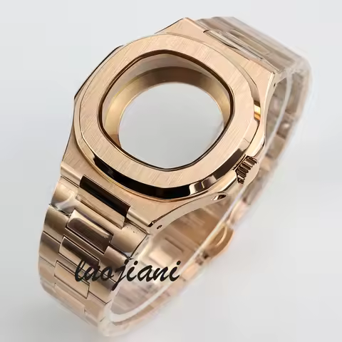 40mm PVD black/rose gold/silver watch case square and strap 316L steel sapphire for nautilus nh35 nh