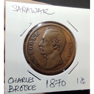 Sarawak Charles Brooke Old Cooper Coin 1 Cent Year 1870