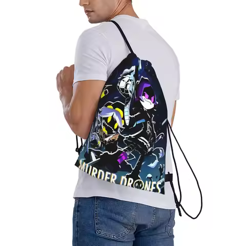 Robot Murder Drones V Drawstring Bag Sports Travel Men BackpackWaterproof Casual Sackpack String Bag