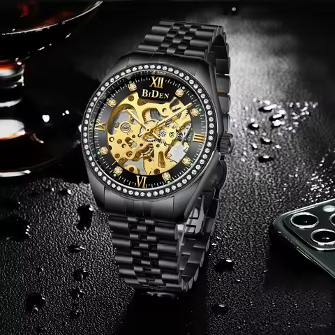 BIDEN precision mechanical men's watch high-quality solid steel strip 30M waterproof night light poi