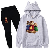 Alvin and The Chipmunks Boys Girls Hoodie Pants Set Children's Long Sleeve Cartoon Pullover Jogger S