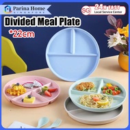 【SG】22CM Three Divided Plate Wheat Straw Tableware Plate Lightweight Fitness Divided Meal Plate