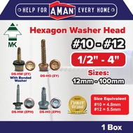MK Self Drilling Screw Skru Mata Drill Besi With Washer Without Washer DS-HW DS-HO 512 516 520 1 Box