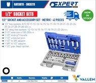 EXPERT by Stanley E032908 - 42pc 1/2" Square Drive Metric 6pt Std + Long Socket Set