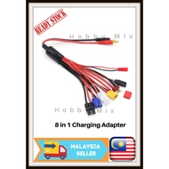 8 In 1 Charging 4.0mm Banana Adapter Connector T Tamiya Futaba XT60 EC3 JST Wire Cable Lipo Battery 
