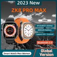 ZK8 PRO MAX นาฬิกาผู้ชายผู้หญิง 49 มม. 2.2 นิ้ว IP68 IPS แบบเต็มหน้าจอ 400mAh Bluetooth 5.0 รองรับ NFC GPS Android IOS Smartwatch