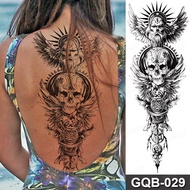 Full Sleeve Arm Temporary Tattoo Sticker Leg Thigh Large Size Fake Tattoo Black Sketch Line Skull Wi