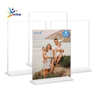 Acrylic Picture Frame 4x6 Inches, 4 Pack Plastic Picture Frames Holder Standing,Double Sided Picture