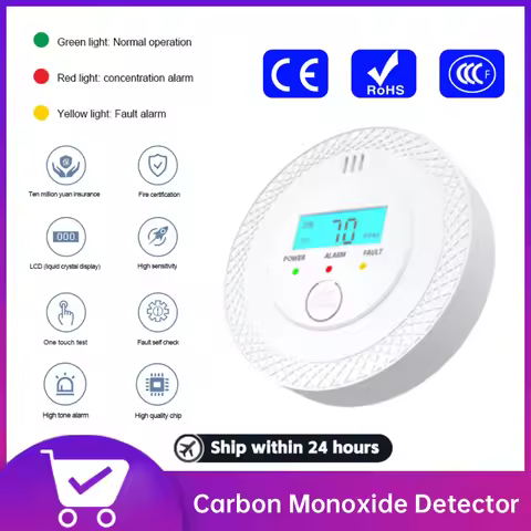 Digital Carbon Monoxide Detector High Sensitive LCD Display Carbon Monoxide Alarm Sensor Battery Pow