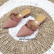 Sepatu heel mules wanita motif tali gesfer/sepatu selop heel wanita terbaru dan kekinian