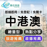 【數位旅遊】 中港澳上網卡30天．總量50GB｜中國、香港、澳門