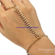 Gold Plated Centipede Bracelet Finger Ring Metal Chain Bracelet