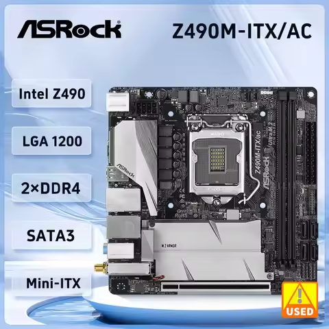 Z490 MINI-ITX Motherboard ASEOCK Z490M-ITX/ac Motherboard LGA 1200 DDR4 M.2 Supports i9-10900K i5-10
