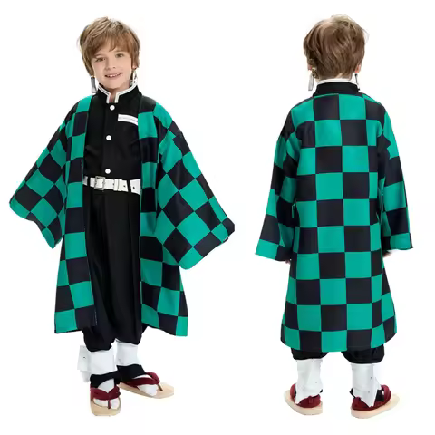 Cosplay Children's costume Anime Satan Killer Kimetsu No Yeyang Kamido Tanjiro Kimono costume Set Ca