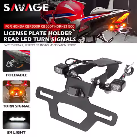 For CB500 Hornet 500 Motorcycle Folding License Plate Holder CBR500R CB500F Rear LED Turn Signal Fen