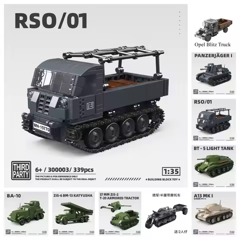 Ww2 Military Tank 1:35 World War II RSO/01 Building Blocks Collection Model Bricks Kid Educational T