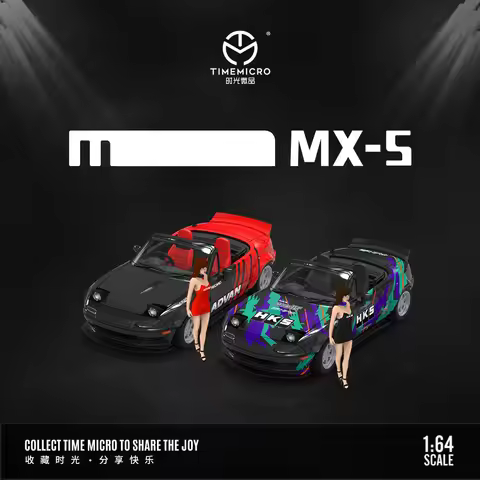 TimeMicro 1:64 MX5 ADVAN And HKS Painting Simulation Alloy Car Model for Collection&Display&Gift