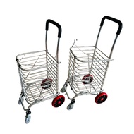 4 Wheel Aluminium Foldable Market Trolley Shopping Cart Troli Pasar Trolley Cart Basket Bakul Pasar